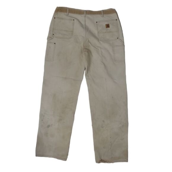 CARHARTT beige tan double front worn in thrashed‎ carpenter work pants 40x36 - Picture 3 of 11